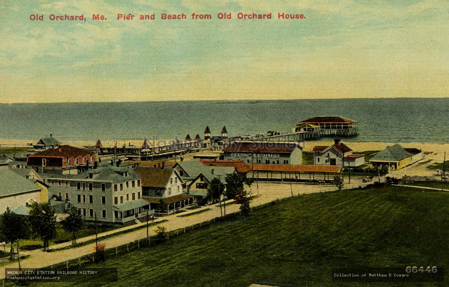 Postcard: Old Orchard, Maine, Pier and Beach from Old Orchard House.